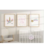 Whimsical Unicorn Nursery Decor, Dream Big Quote Wall Art Printable | Di... - £7.07 GBP