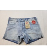 Levi&#39;s Shorty Shorts Girls Size 12 Blue Denim 5-Pockets Pull On Stretch NWT - £19.32 GBP