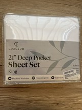 6 PC Extra Deep Pocket King White Sheet Set 1 Fitted 1 Flat 4 Pillowcases NEW - £32.26 GBP