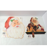 Vintage Cleo 2 Die Cut Christmas Santas 2-Sided Charming Faces Nostalgic - $406.92 MXN