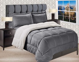 Grey 3-Piece Comforter Set, King Size, Elegant Comfort Premium Quality Heavy - £39.14 GBP