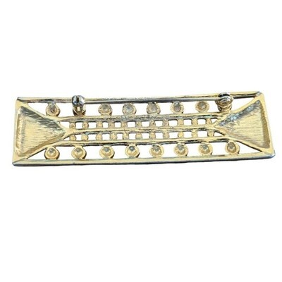 Vintage Gold Tone Brooch Double Triangles w/Balls Grill Bar Lapel Hat Pin 3"Long Item image 4
