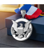 Sterling Silver Seal Of U.S. Presidential American Eagle Medal Pendant - $69.99