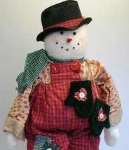 Poseable OOAK Country Snowman with Green MIttens Handmade - $26.99