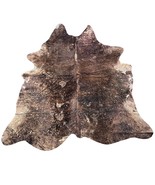Brindle Cowhide Rug with Bronze Metallic Acid Washed Size: 7x6.7 feet Y-061 - $337.15 CAD