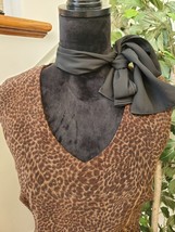 VTG CDC Women Brown Animal Print Sleeveless V-Neck Casual Knee Length Dress 10 - £24.27 GBP