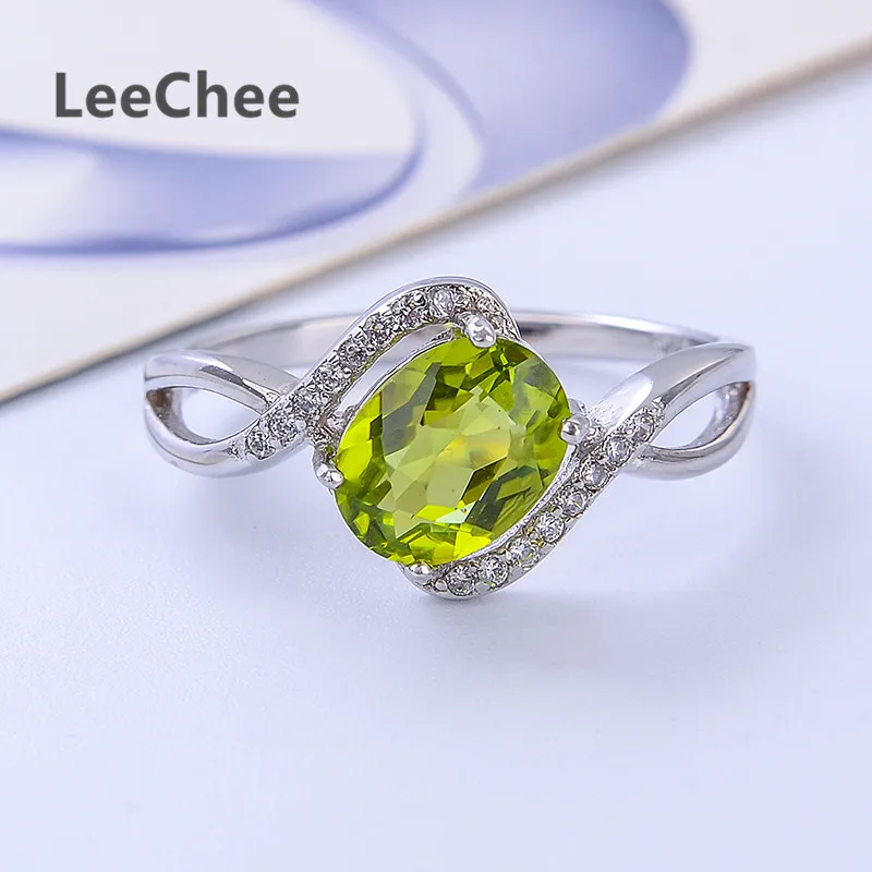 Primary image for Peridot ring for women 100% natural 6*8mm 1.5ct green gemstone jewelry birthday 