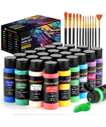 Acrylic Paint Set, 24 Colors (2 Oz/Bottle) with 12 Art Brushes, Art Supp... - $22.34