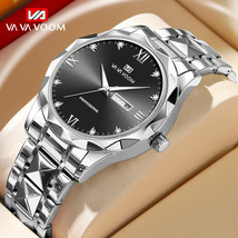 Multifunctional Butterfly Clasp Men&#39;s Watch Man Pair Calendar Tungsten Steel Wat - £25.66 GBP