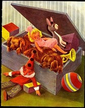 Wugg And Snuff 2 Cute Dachshunds 1963 Napping In The Toy Box - $16.99