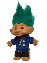 Ace Novelty Treasure Troll Doll Cowboy Outfit Blue Turquoise Hair 5” Vin... - £8.88 GBP