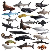 24Pcs Mini Sea Animal Figures, Realistic Ocean Animals Figurines Cake Topper Toy - £20.35 GBP
