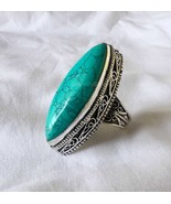 Blue Turquoise Ring - Sterling Silver Ring - Turquoise Ring - Designer R... - €51,26 EUR