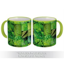 Leaves Rain : Gift Mug Trefoil Greenery Summer Mosaic Pattern Water Drop Good Lu - £12.66 GBP