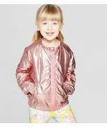 Toddlers Girls Bomber Jacket Pink Mattalic Finish Water Resist Size 2T 3... - $13.99