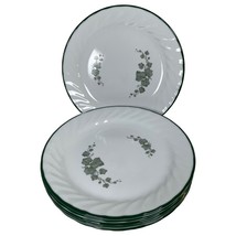 7 Corelle Callaway Green Ivy Dessert/Salad 7 1/4&quot; Plates White Swirl Green Trim - $29.95