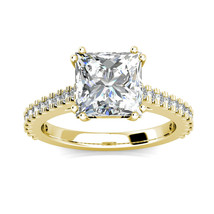 3.20Ct Princess Cut &amp; Diamond Wedding Engagement Ring 14K Solid Yellow Gold - £1,730.19 GBP
