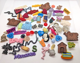 Large Vintage Lot Children Themed Buttons &amp; Appliques Sewing Findings Ar... - $10.50