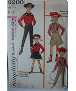 Vintage Pattern 6200 Cowboy and Cowgirl Costumes sz 6 - $12.99