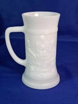 Vintage Rare 1950s Federal Milk Glass Beer Mug Stein White Tavern Scene 6” Tall - £9.73 GBP