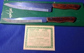 Vintage Maxam Steel Kitchen Knife Set 2 Pieces Wood Handle French Carving Chef H - $27.12