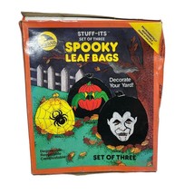NOS Vintage Sun Hill Spooky Halloween Leaf Bags Stuff-Its Vampire Spider Pumpkin - £13.82 GBP