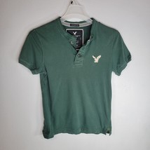 American Eagle Mens Shirt Small Vintage Fit Green Polo Short Sleeve  - £10.13 GBP