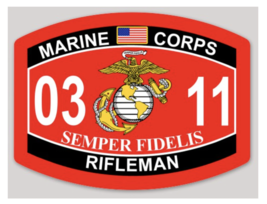 4&quot; Marine Corps Mos 03 11 Rifleman Vinyl Sticker Decal - £23.97 GBP