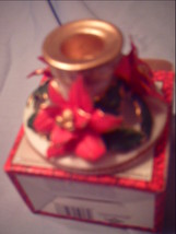 2 Porcelain Poinsettia Candle Holder for Tea Light Candles for Christmas - $5.00