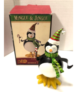 Cracker Barrel Mingle &amp; Jingle Christmas Metal Bobble Penguin Figure - £11.68 GBP