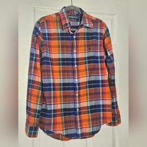 Ralph Lauren Button Down Dress Shirt Mens Size Large Plaid Orange Blue Green - £18.44 GBP