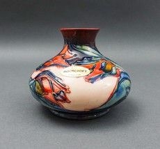 Walter Moorcroft England Signed Red Tulip Art Pottery Squat Vase - £786.34 GBP