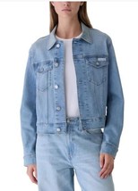 Calvin Klein Womens Denim Jacket Light Blue Pockets Stretch Buttons Heav... - $1,033.70 MXN