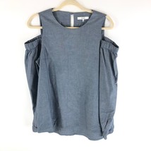 Ro&amp;De Womens Top Blouse Cold Shoulder Long Sleeve Keyhole Back Blue Gray M - £7.80 GBP