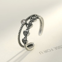 Open Ring Adj UStable 925 Thailand Silver Ring Leaf-Shaped Bracelet Hipster - £12.52 GBP