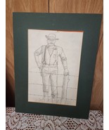 Original Pencil Drawing Cowboy Rancher Figure Doc Holliday? No Frame Vin... - $41.01 CAD