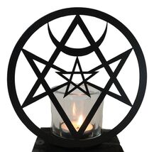 Wicca Spiritualism Mystic Unicursal Hex Pentagram Metal Votive Candle Ho... - €20,74 EUR