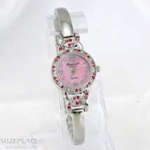 New Precision By Gruen Ladies Watch Pink Pearlized Dial Pink Rhinestones - £19.51 GBP