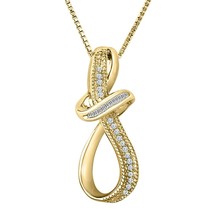 0.20CT Moissanite Infinity Drop Pendant Chain 14K Yellow Gold Plated Silver Gift - $82.27