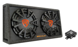 Rockville RG212CA Dual 12&quot; Slim Vented Powered Car Subwoofer Enclosure 2000 Watt - £295.68 GBP