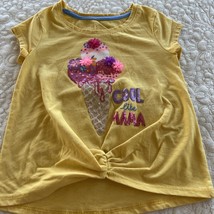 Tommy Bahama Girls Yellow Ice Cream Cone Sequins COOL LIKE MAMA Shirt 4 - $12.25