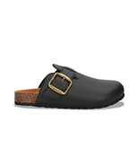 Vegan unisex sandals mules black apple skin flats adjustable buckle stra... - $1,542.20 MXN
