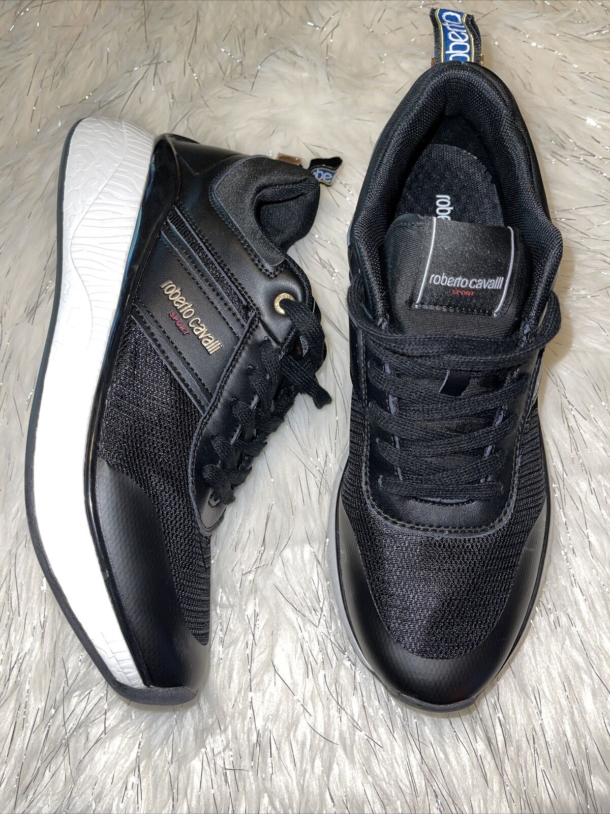 Roberto Cavalli Sports Sneakers Lace Up Shoes Black New sz 43 us 10 new $579 - $550.37