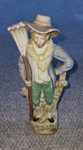 Vintage Occupied Japan Porcelain Man With Rake Farmer 11 Inch Tall Victorian - £15.97 GBP