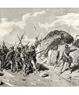 Pizarro Exhorting His Band At Gallo Woodcut Print Victorian 1894 Art DWT2 - $56.04 CAD