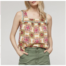 Let Me Be by Anthropologie Abstract Ruffled Tank Top Blouse | Sz 2, NWT ... - £36.93 GBP