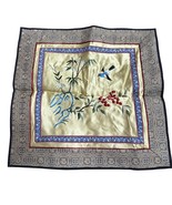 Vintage Silk 12x12 Silk Pillow Cover Bird &amp; Bamboo Embroidery Pattern - $633.77 MXN