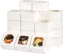 150pcs Bakery Boxes 4x4x2.5 Inch White Cookie Boxes with Window 3 Treat Boxes fo - £42.56 GBP