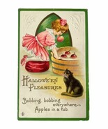 Vintage Halloween Postcard Ca. 1910 Embossed Pleasures Bobbing For Apple... - $63.77 CAD