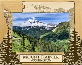 Mount Rainier Washington Laser Engraved Wood Picture Frame Landscape (8 x 10)  - £41.69 GBP